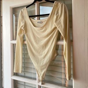 BCBG Paris Beige Thong Bodysuit